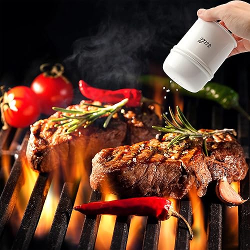 Miniatura 8 de AuldHome Design Juego de salero y pimentero (negro brillanteblanco) juego de coctelera contemporánea y moderna estilo rústico estilo retro esmaltado