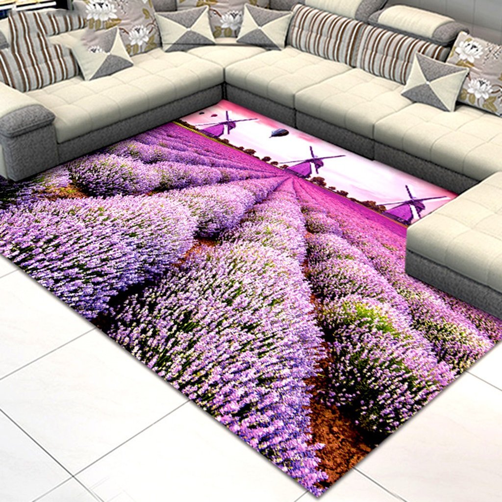 Tapis de couloir de style européen violet lavable pour chambre 140x200