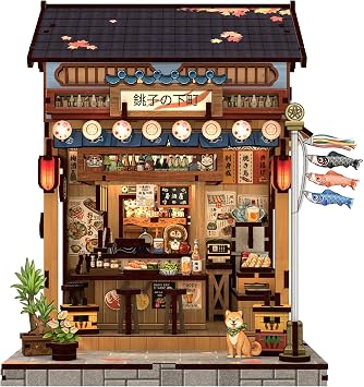 Cutefun Japanese Book Nook Kit - DIY Bookshelf Miniature Kit for Adults, Mini House Tiny 3D Puzzles Adult Craft Gifts for Women Teenagers Book Lovers Izaka-ya Kurosawa