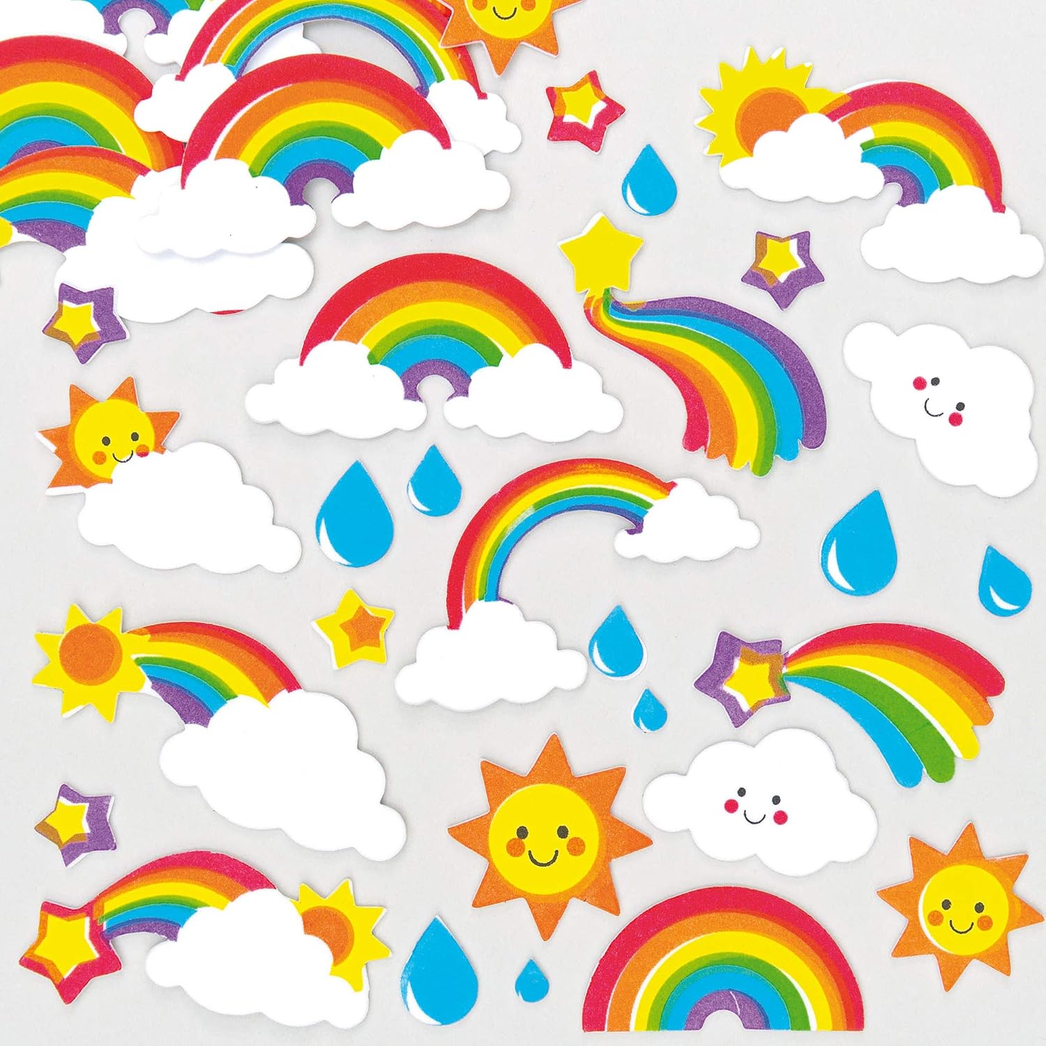 Baker Ross AF399 Rainbow Foam Stickers - Pack of 120, Self-adhesives, Perfect for Children to Decorate Collages and Crafts, Ideal for Schools, Craft Groups, Party Crafting, Home
