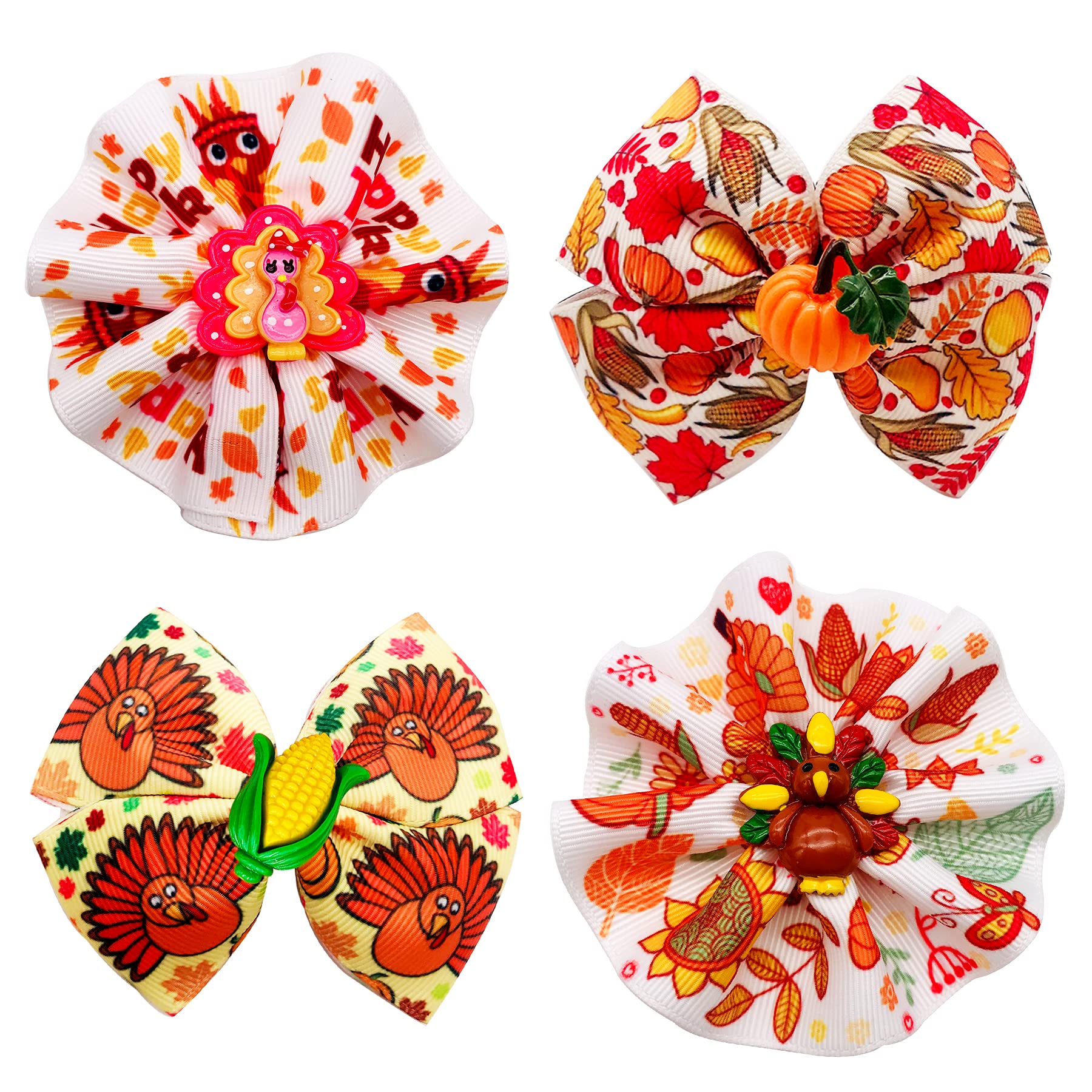 PET SHOW4pcs Thanksgiving Day Small Dogs Collar Flowers and Bow Ties Charms for Cats Rabbits Slides on Puppies Medium Dog Collars Attachment Flower Bowties Accessories Grooming Costumes