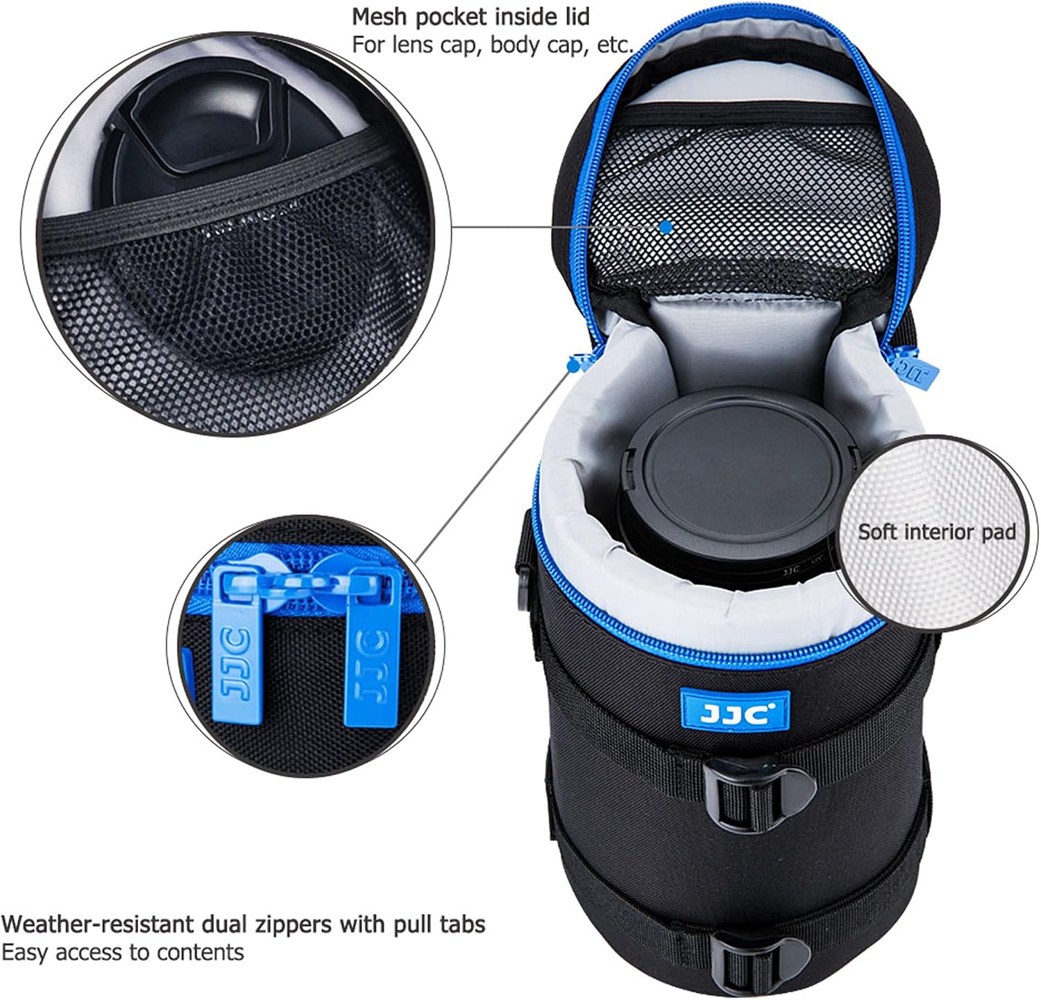 JJC Large Camera Lens Pouch Case Bag for Canon EF 100-400mm, 70-200mm f2.8 III II, 180mm f3.5L, RF 600mm f11, AF-S 80-200mm, 70-200mm f2.8G VR II and Other Lens Below 4.45" X 9.45"(D x L)