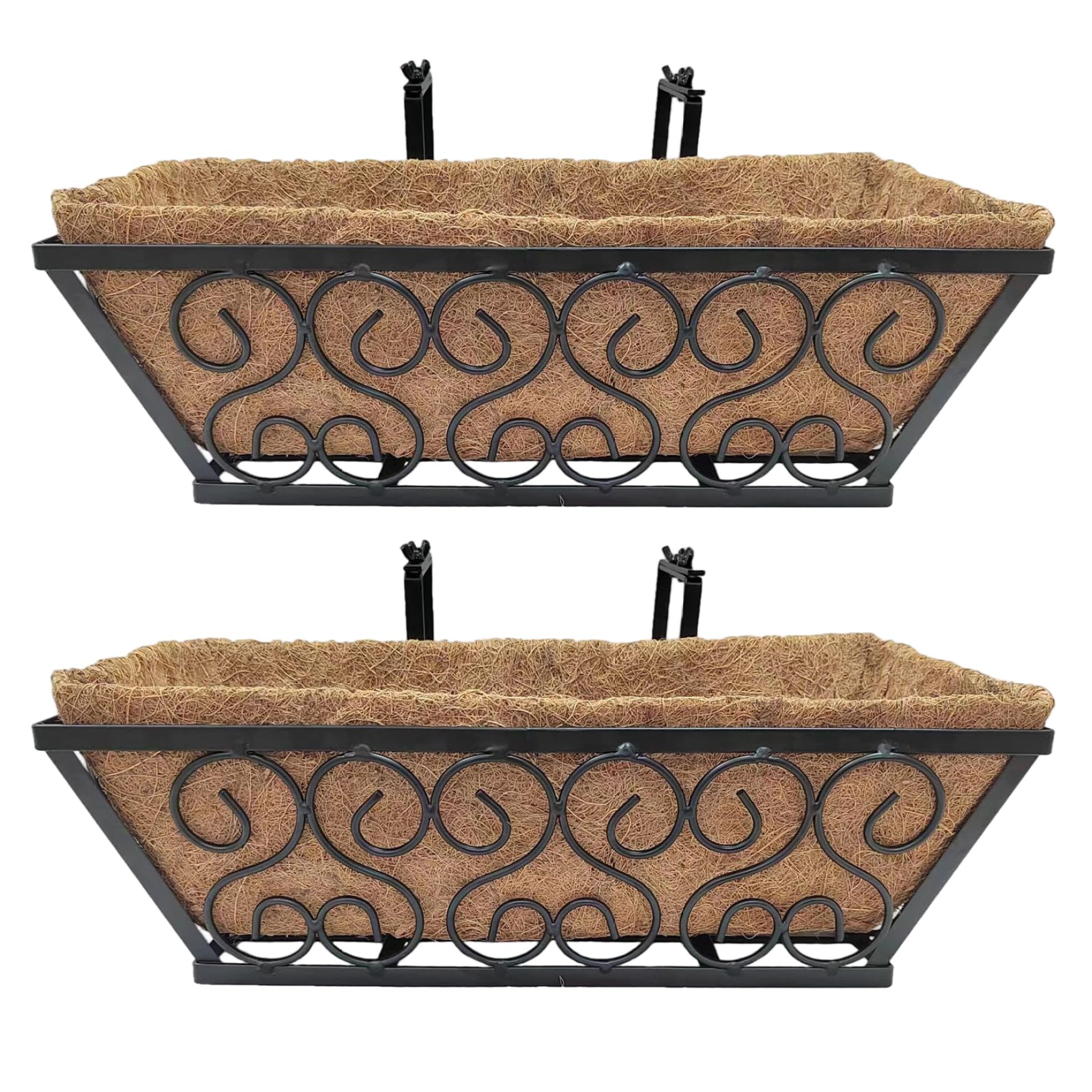 Jardinière à suspendre ajustable avec doublure coco pour un drainage parfait sur balcon