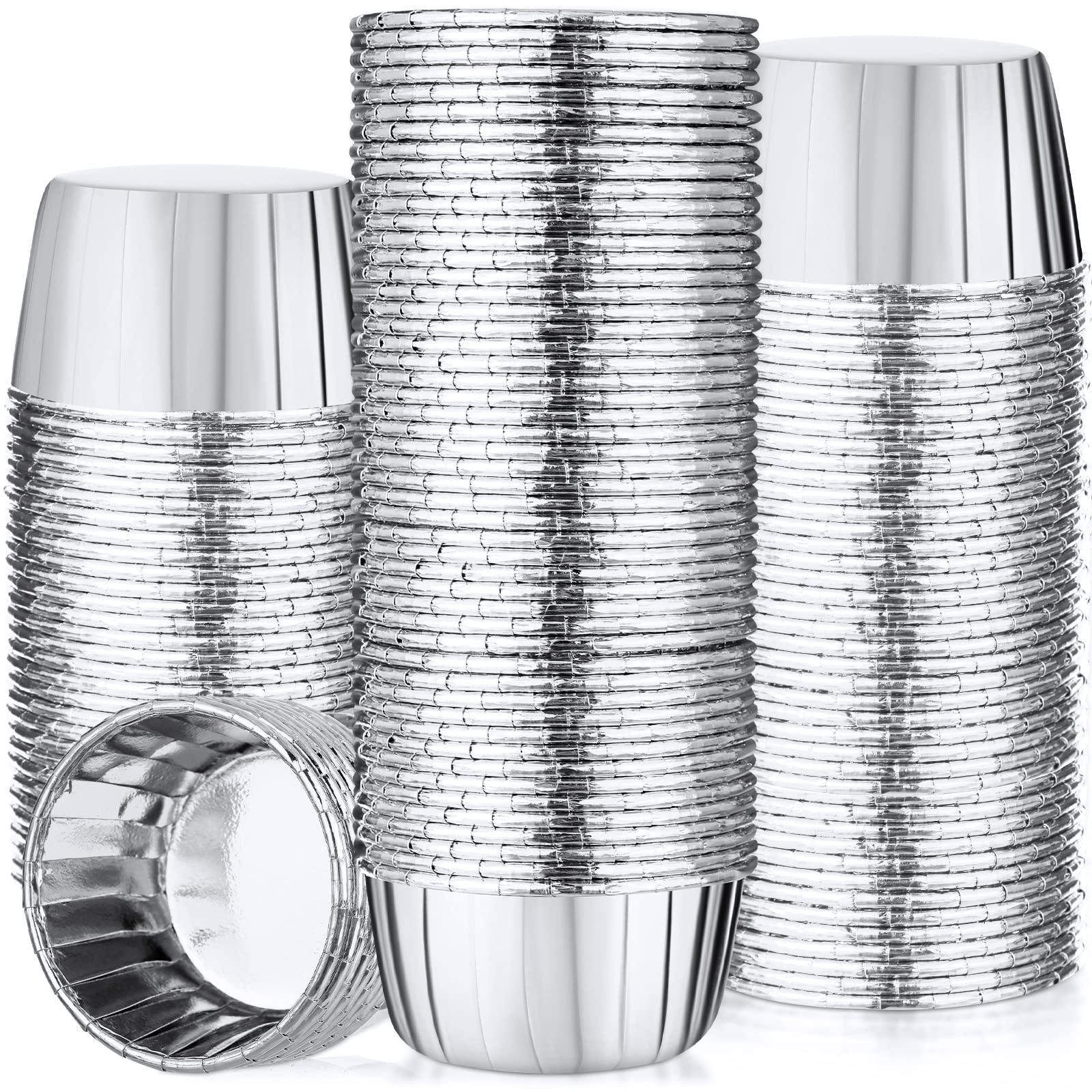 300 Pack Cupcake Cups Disposable Foil Muffin Liners, Silver