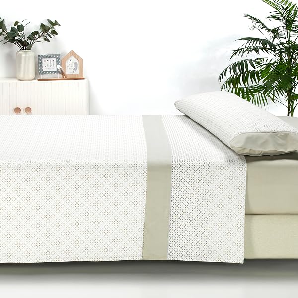 Sábanas 135x190 - Juego de Sábanas 3 Piezas - 100% Microfibra Suave y Transpirable - Sábana Bajera Ajustable, Encimera y Funda Almohada - Ropa de Cama Estampada (Ellie Aqua) - 5