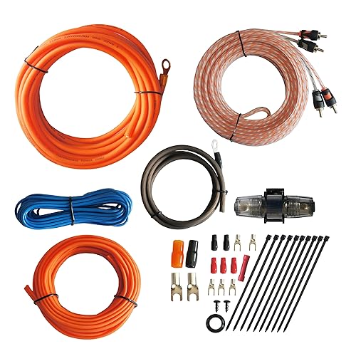 RD Rock Direct True Spec - Kit de cableado de amplificador de cable de audio para automóvil calibre 8 - Kit de cableado de instalación de cable de