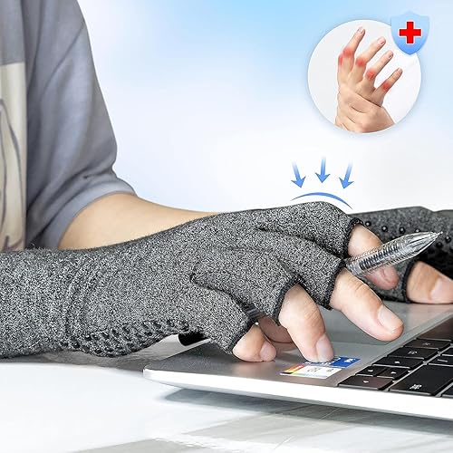 Miniatura 4 de AovYoo Guantes de compresión para aliviar el dolor de artritis, guantes para ganchillo para túnel carpiano, guantes sin dedos para mujeres y hombres