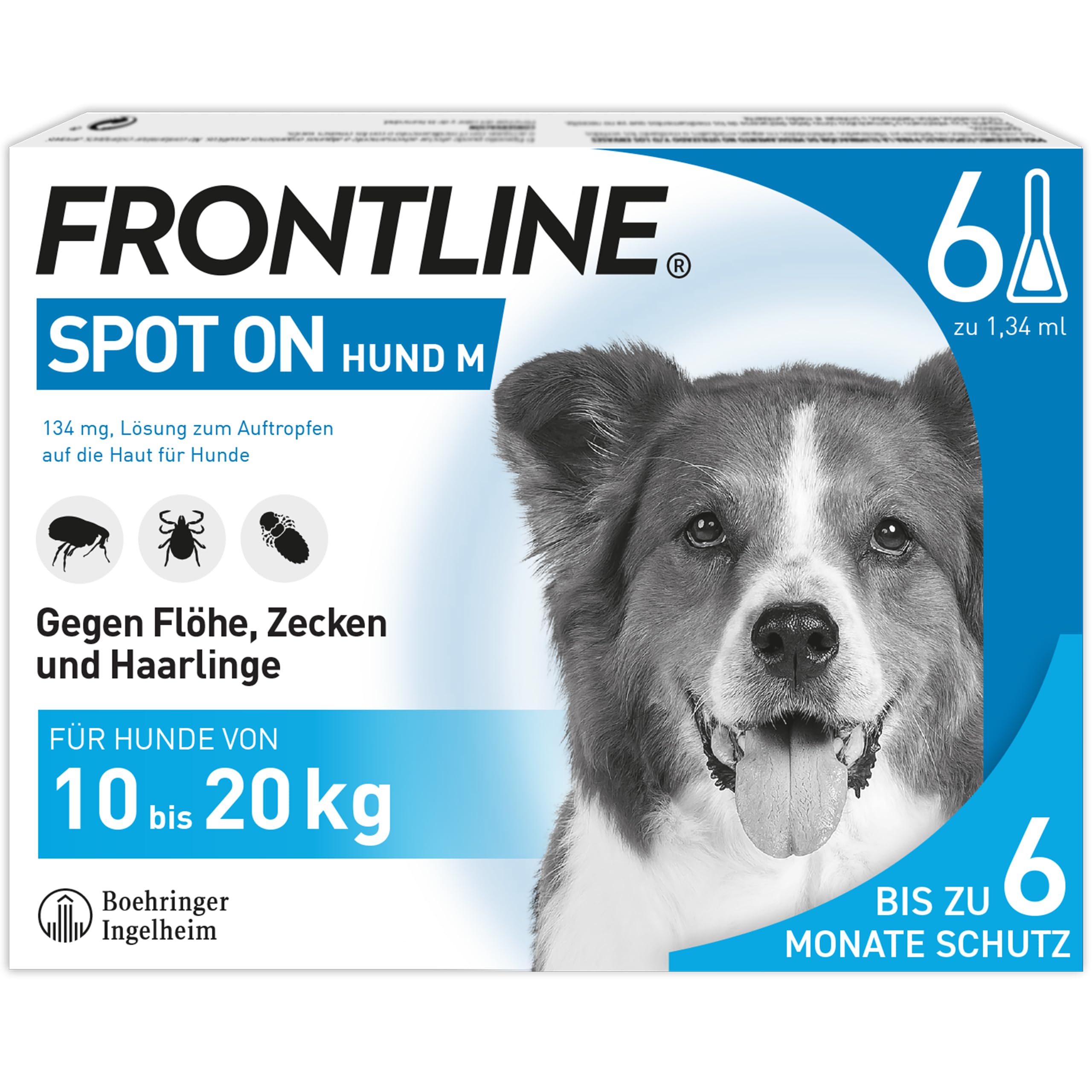 FRONTLINE Spot ON Hund M gegen Zecken, Flöhe & Haarlinge (10 bis 20 kg)