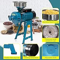 Vista 5 de NAIZEA Molinillo de cereales secos y húmedos, molinillos eléctricos de grano de maíz, máquina de grano comercial resistente de 3000 W 110 V, molino