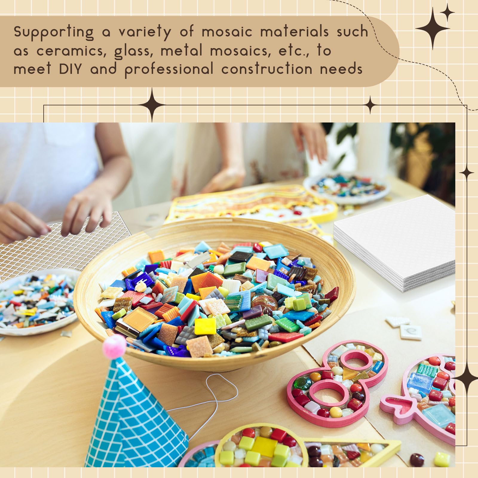 Teenyyou 22 griglie per mosaico con retro in rete con forte adesivo per installazione di piastrelle, 30,5 x 30,5 cm, resistenti alcaline in fibra di vetro