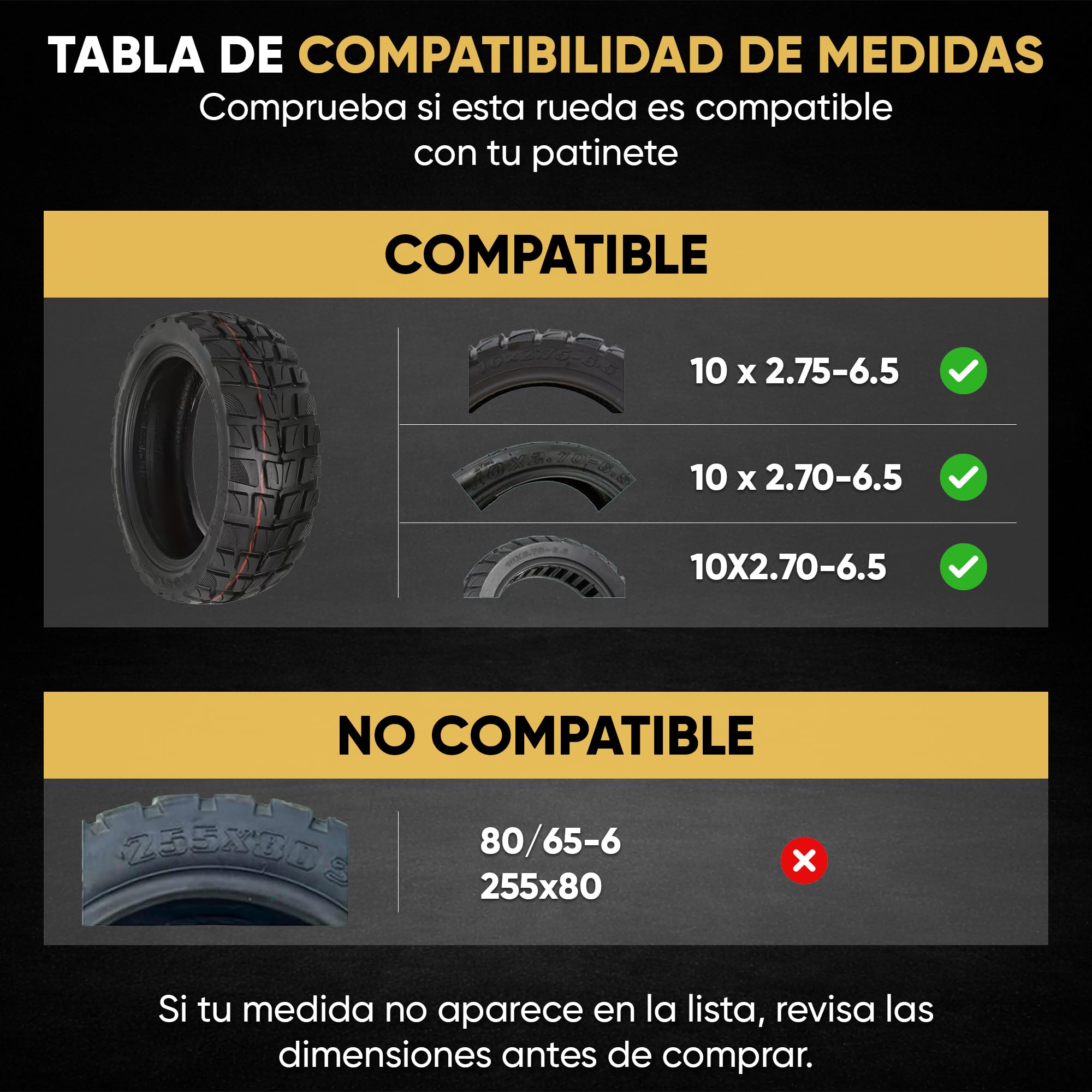 ANSENI Neumatico Cubierta 10x2.75-6.5 Rueda Todoterreno Tubeless para Patinete Eléctrico Smartgyro Speedway