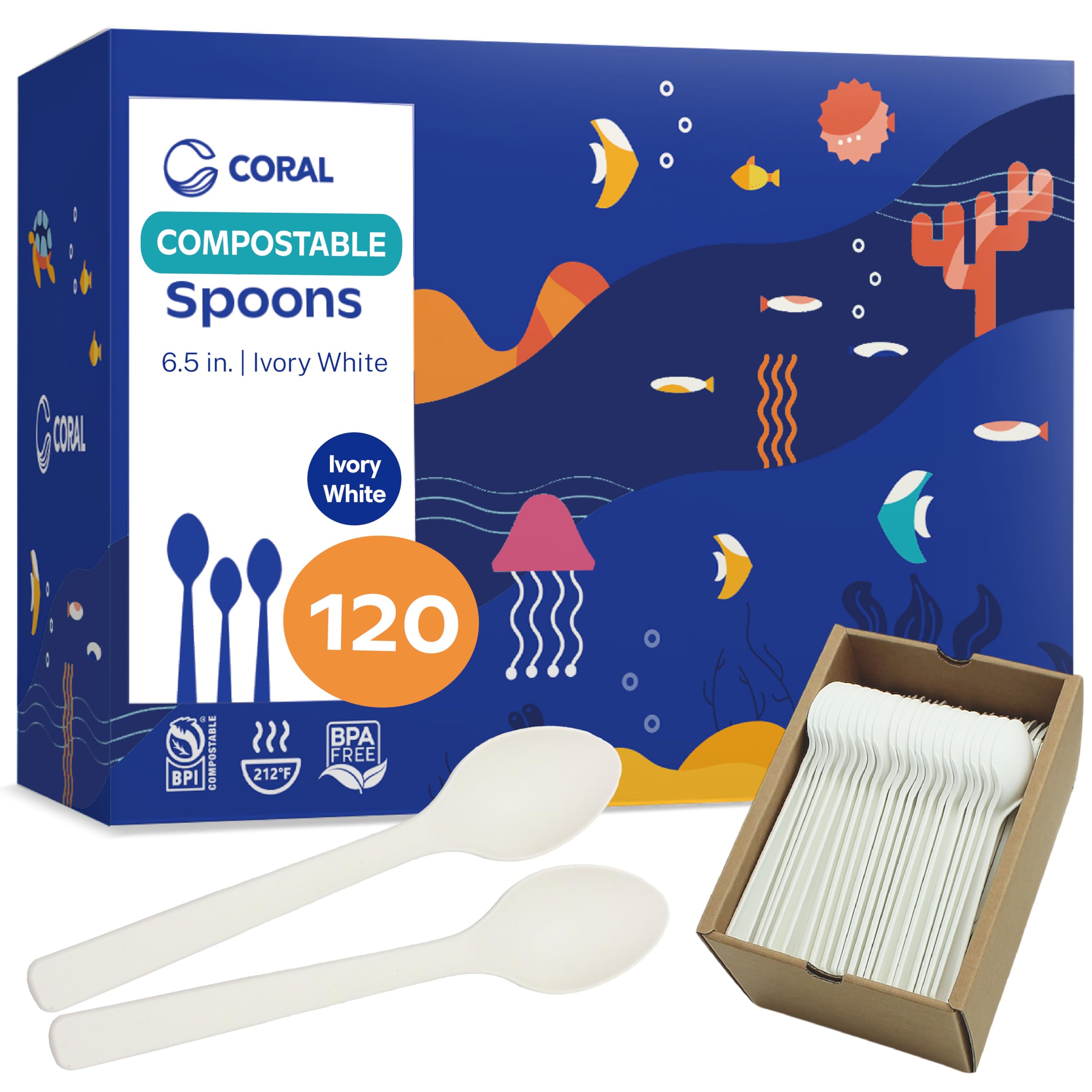 CORAL Light Brown Compostable Heavy Duty Disposable Forks 7-Inch, 120 Count — Amazon image 11