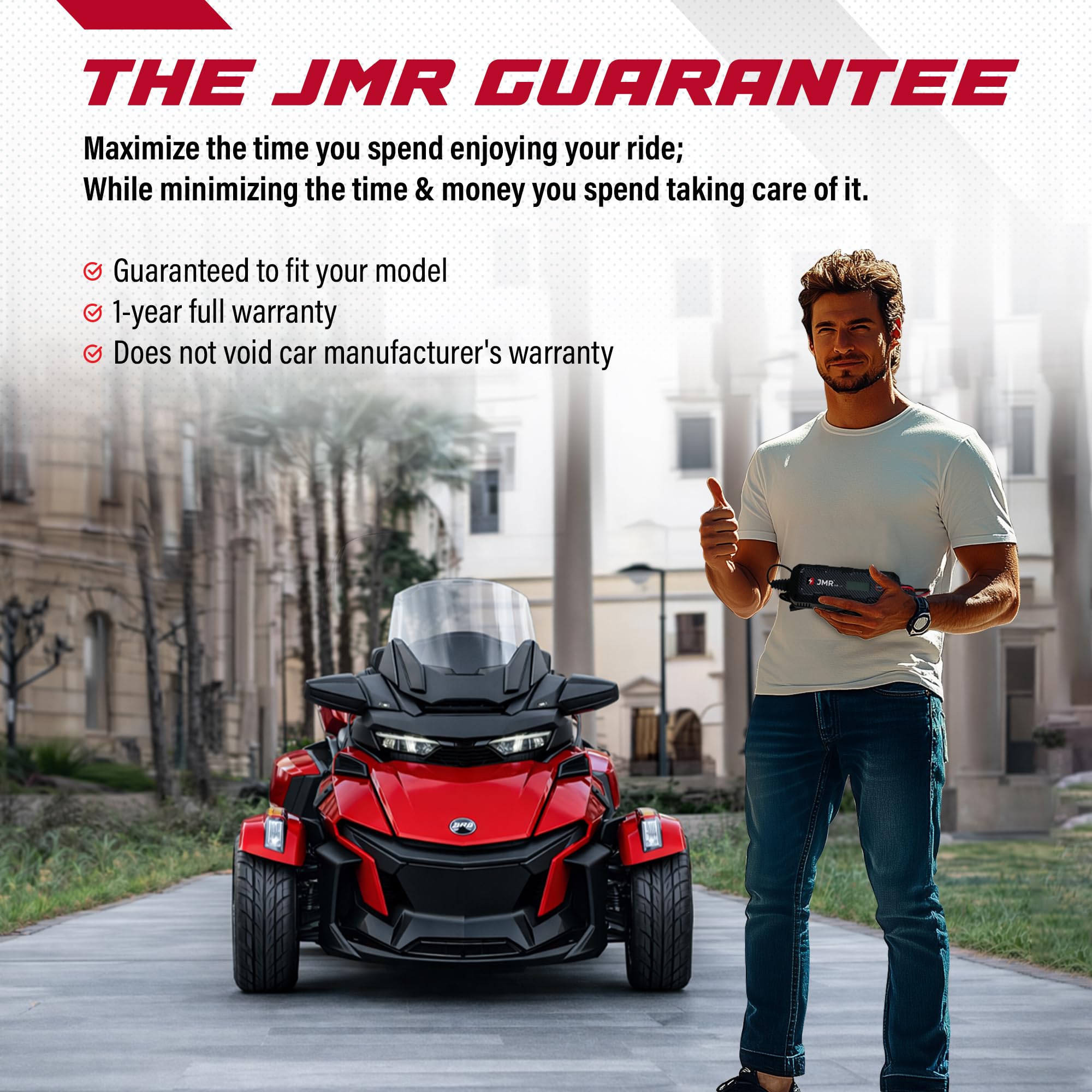 JMR Battery Charger for Can-am Spyder Maverick Defender Commander Ryker Outlander Renegade All Models Trickle Charger Conditioner Maintainer (Add Lithium Mode)