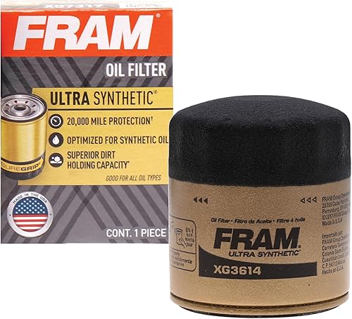 FRAM Filtro de aceite de repuesto ultra sintético diseñado para cambios de aceite sintético que duran hasta 20 mil millas XG3614 con SureGrip