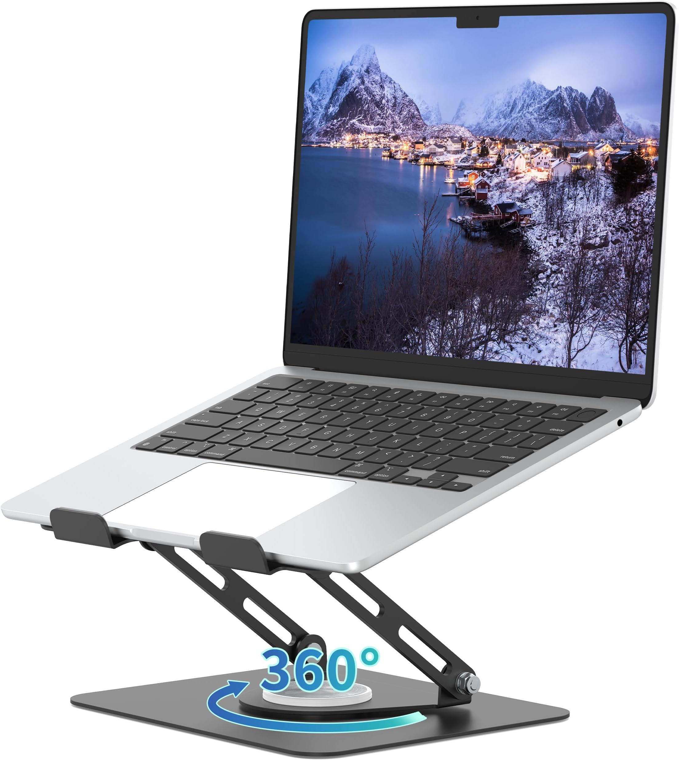 - Laptop Stand for Desk with 360 Rotating Base, Multi-Angle Adjustable Laptop Stands, Foldable Laptop Riser Compatible with 10 to 15.6 Inches PC Computer, Black