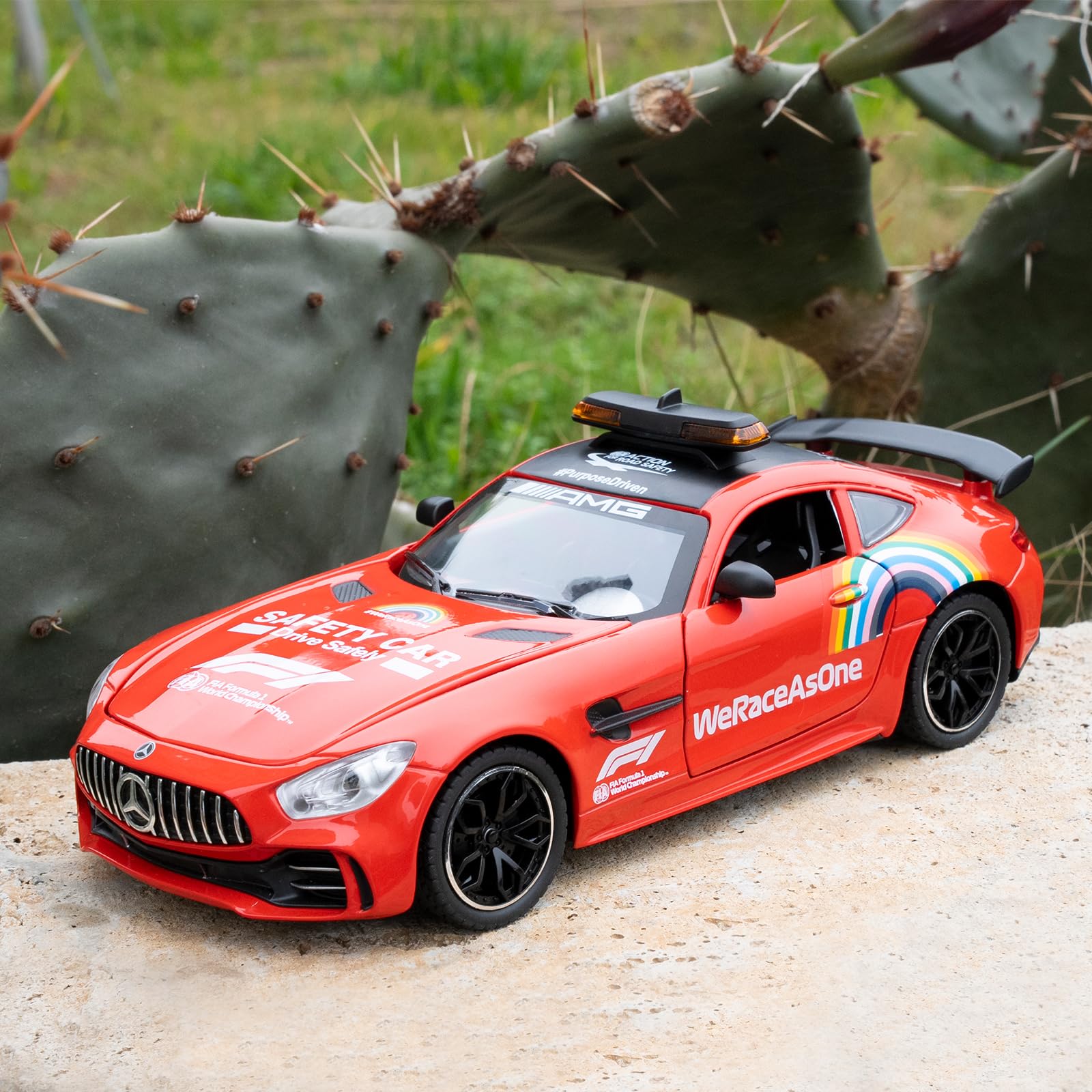 imtfzct 1/24 Mercedes-Benz GTR Race Safety Car Paint Edition, Mercedes Benz giocattolo auto da collezionare, auto giocattolo con funzione audio e luce e funzione Pull Back (rosso