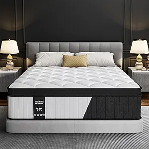 14 Inch Mattress Queen Size - 2025 Upgraded Hybrid Cooling Gel Memory Foam & Pocket Coils, Medium Firm Mattress in a Box for Back Neck Pain Relief, Motion Isolation, Edge Support, Breathable, White