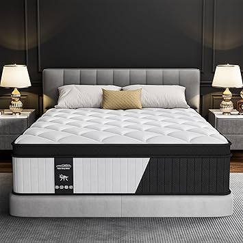 14 Inch Mattress Queen Size - 2025 Upgraded Hybrid Cooling Gel Memory Foam & Pocket Coils, Medium Firm Mattress in a Box for Back Neck Pain Relief, Motion Isolation, Edge Support, Breathable, White