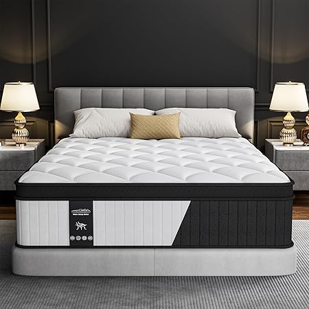 14 Inch Mattress Queen Size - 2025 Upgraded Hybrid Cooling Gel Memory Foam & Pocket Coils, Medium Firm Mattress in a Box for Back Neck Pain Relief, Motion Isolation, Edge Support, Breathable, White