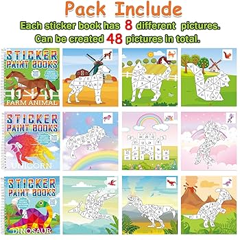 Amazon.com: 6 Pcs Paint by Sticker Books for Kids Ages 4-8