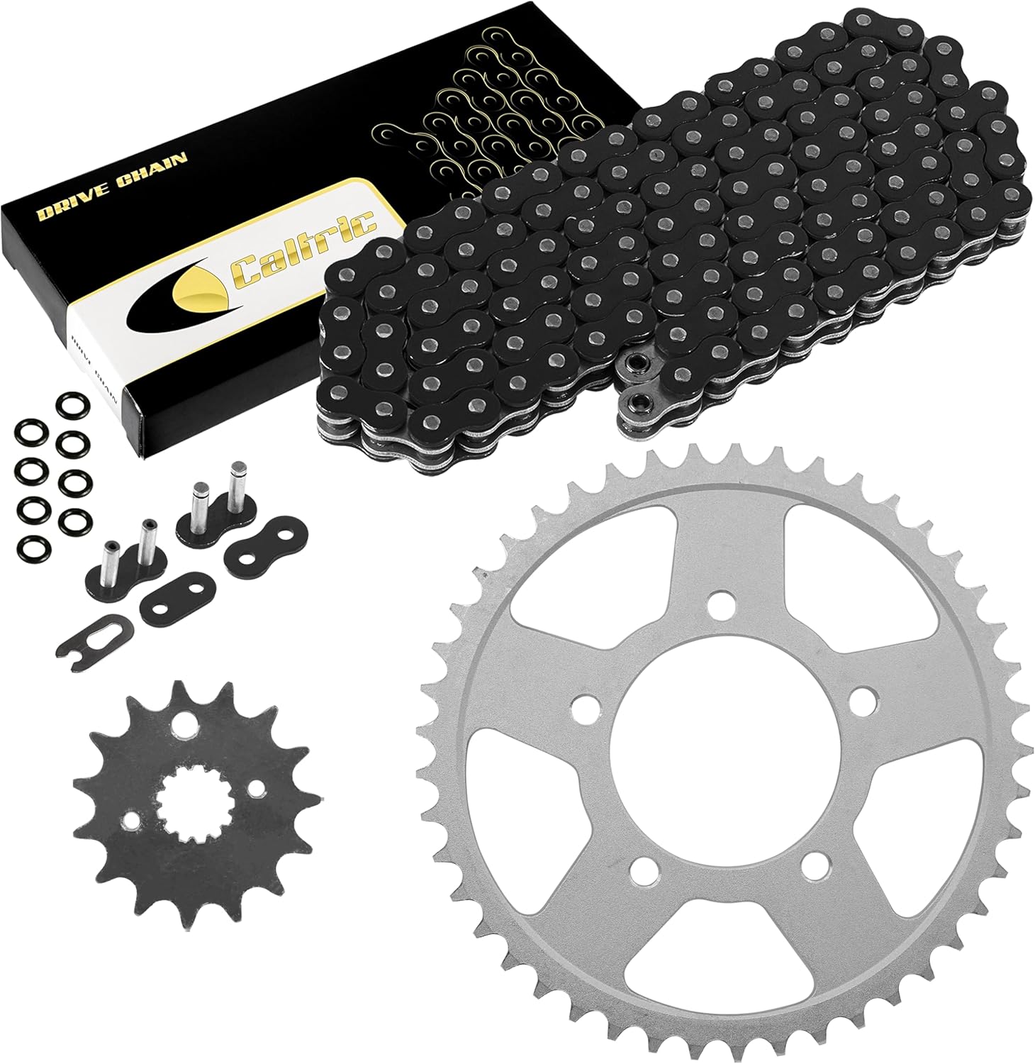 Caltric Black O-Ring Drive Chain & Sprockets Kit Compatible with Suzuki Gsx750F Gsx-750F Katana 750 1998-2006