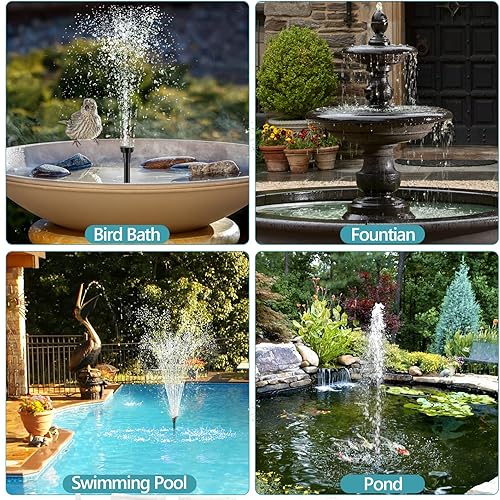 Miniatura 9 de POPOSOAP Bomba de agua solar de 12 W, bomba de fuente de agua solar con bomba sumergible de 160 GPH para estanque de flujo ajustable para fuente