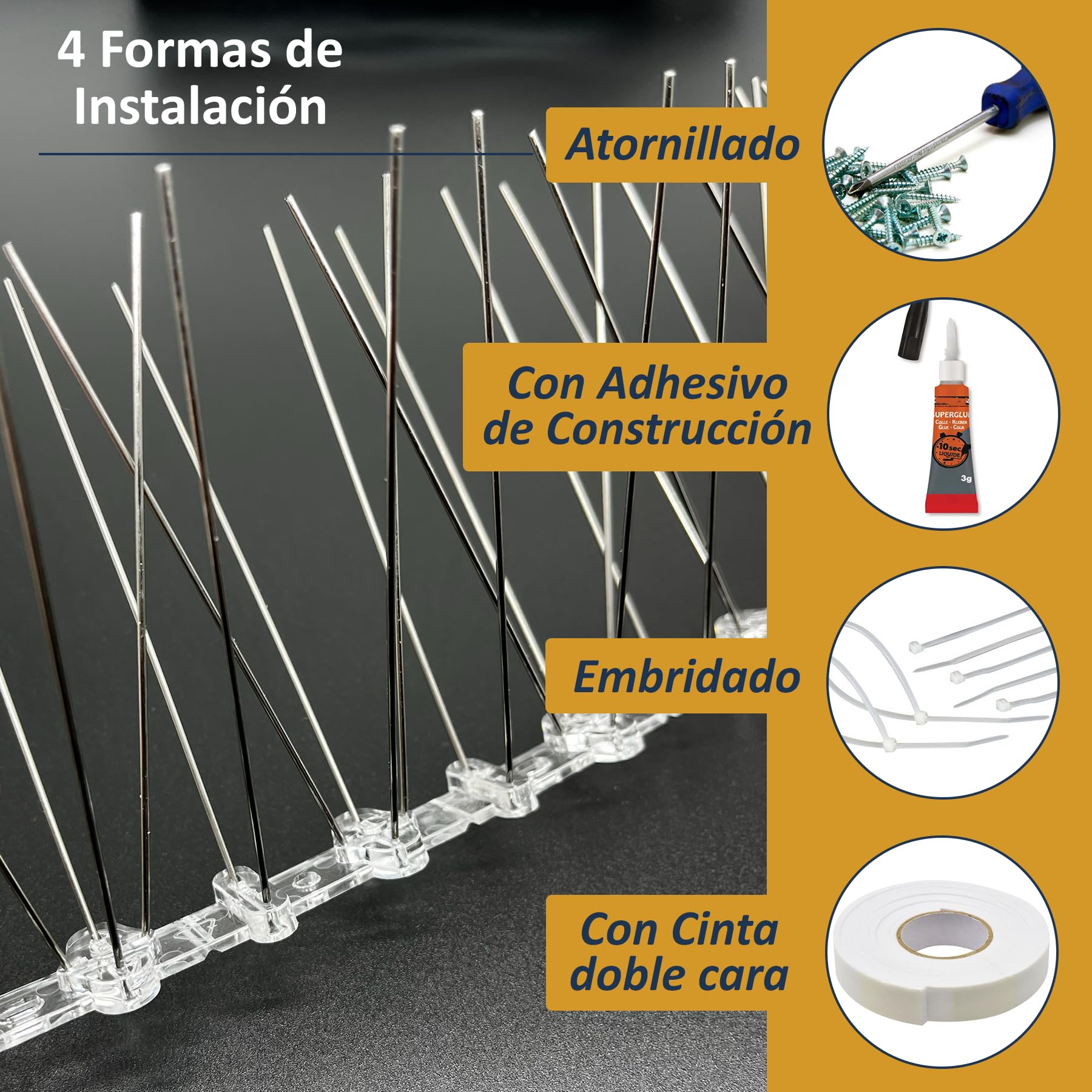 Cia&Co Taubenabwehr Spikes Edelstahl Modular – Flexibles Taubenabwehrsystem mit Vorperforierung alle 5 cm – Vogelabwehr für Balkon, Terrasse, Fassade und Dach (15 Meter)