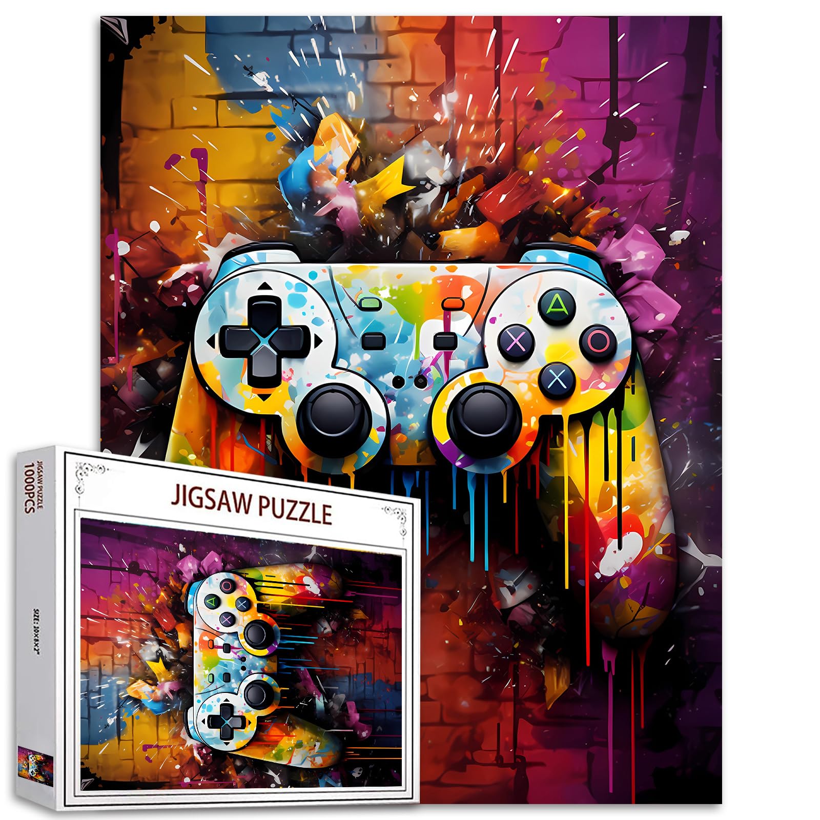 Gaming Themed Jigsaw Puzzles for Adults 1000 Pieces Video Game Watercolor Jigsaw Puzzle Art 27 x 20 Inches Colorful DIY Puzzles for Home Decoration Family Puzzle Perfect for Game Nights