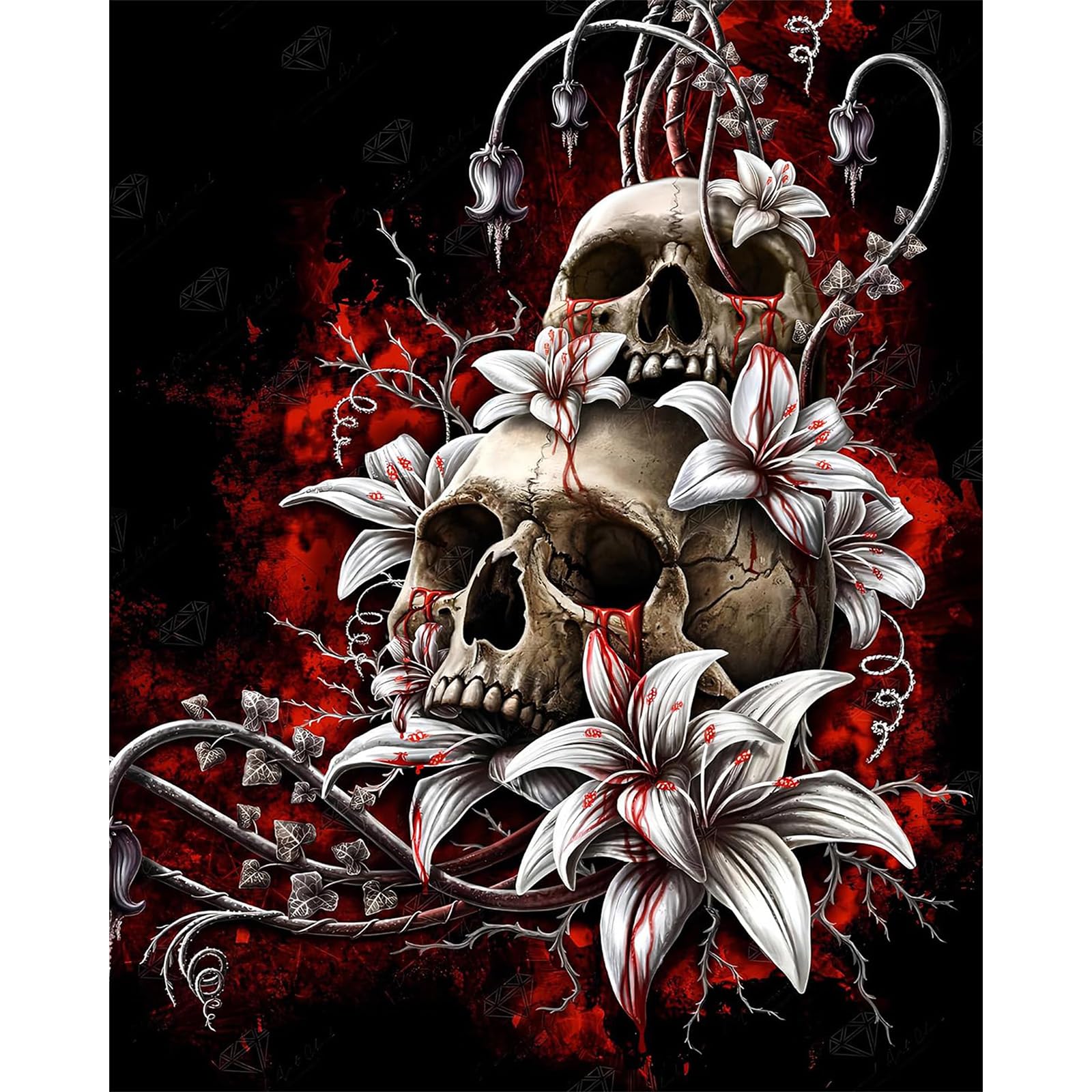 xackcme Skull Paint by Numbers for Adults - Skeleton Paint by Number on Canvas Without Frame, DIY Horror Oil Painting for Gift Home Wall Decor (16x20 inch)