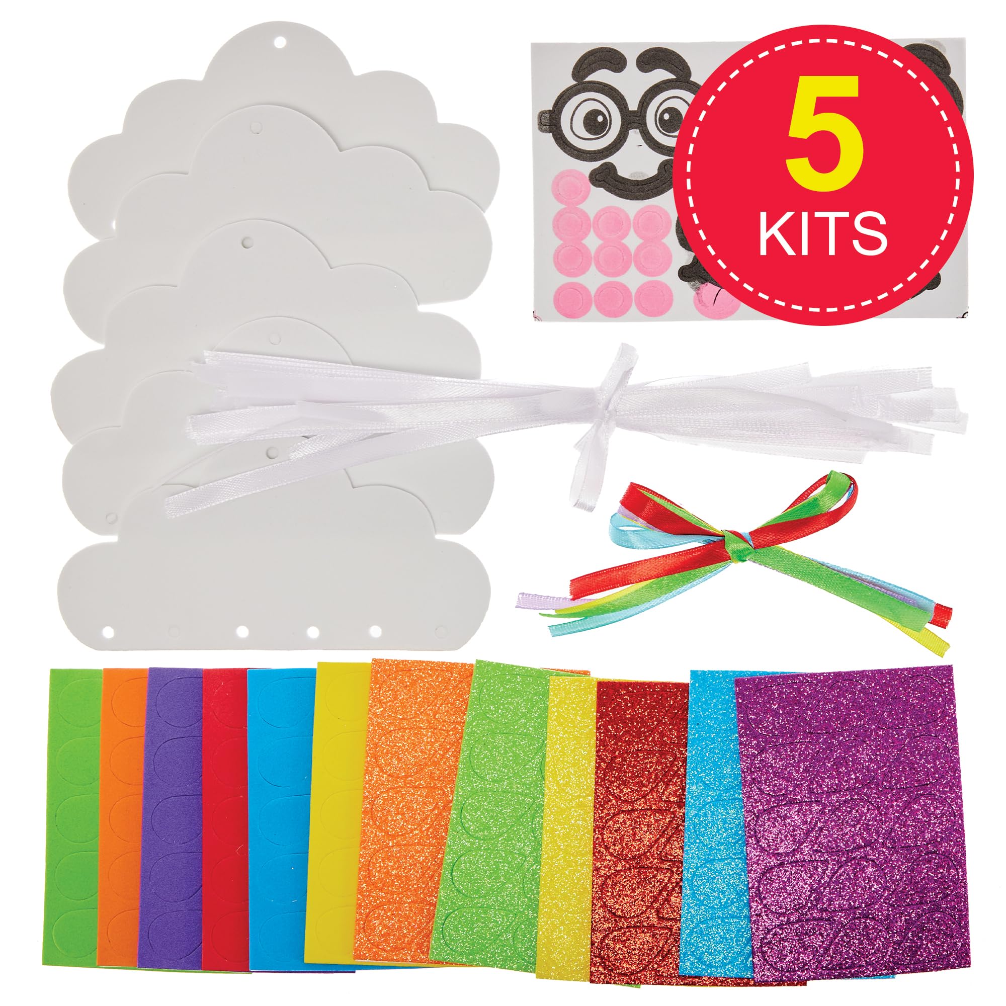 Baker Ross FN011 Rainbow Drop Mix and Match Kits - Pack of 5, Spring Decoration Craft Kits for Kids, Multicolour, 22cm - Image 2
