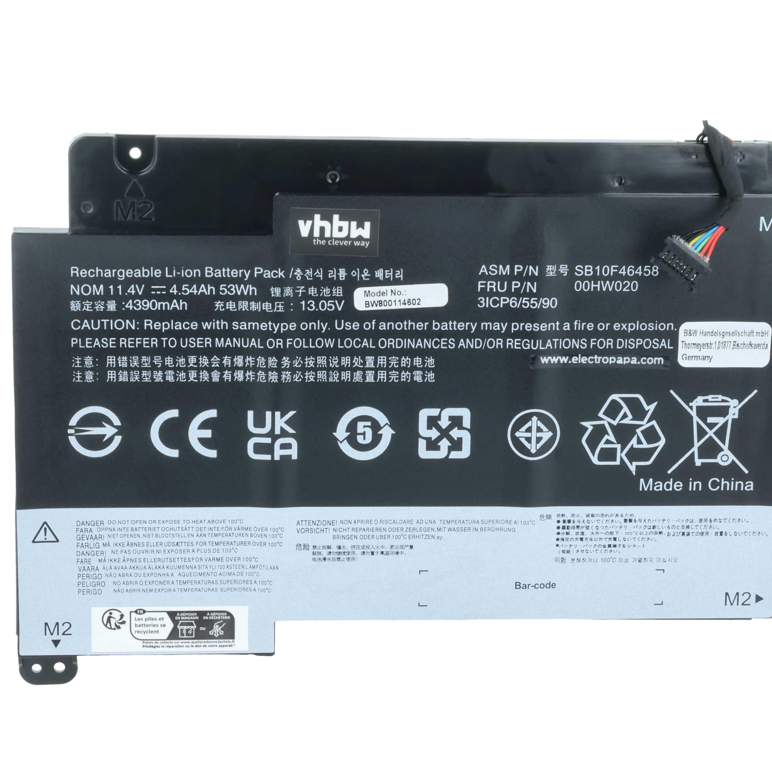 vhbw batteria compatibile con Lenovo ThinkPad Yoga P40 (20GR000BPB) notebook (4200mAh, 11,4V, Li-Poly)