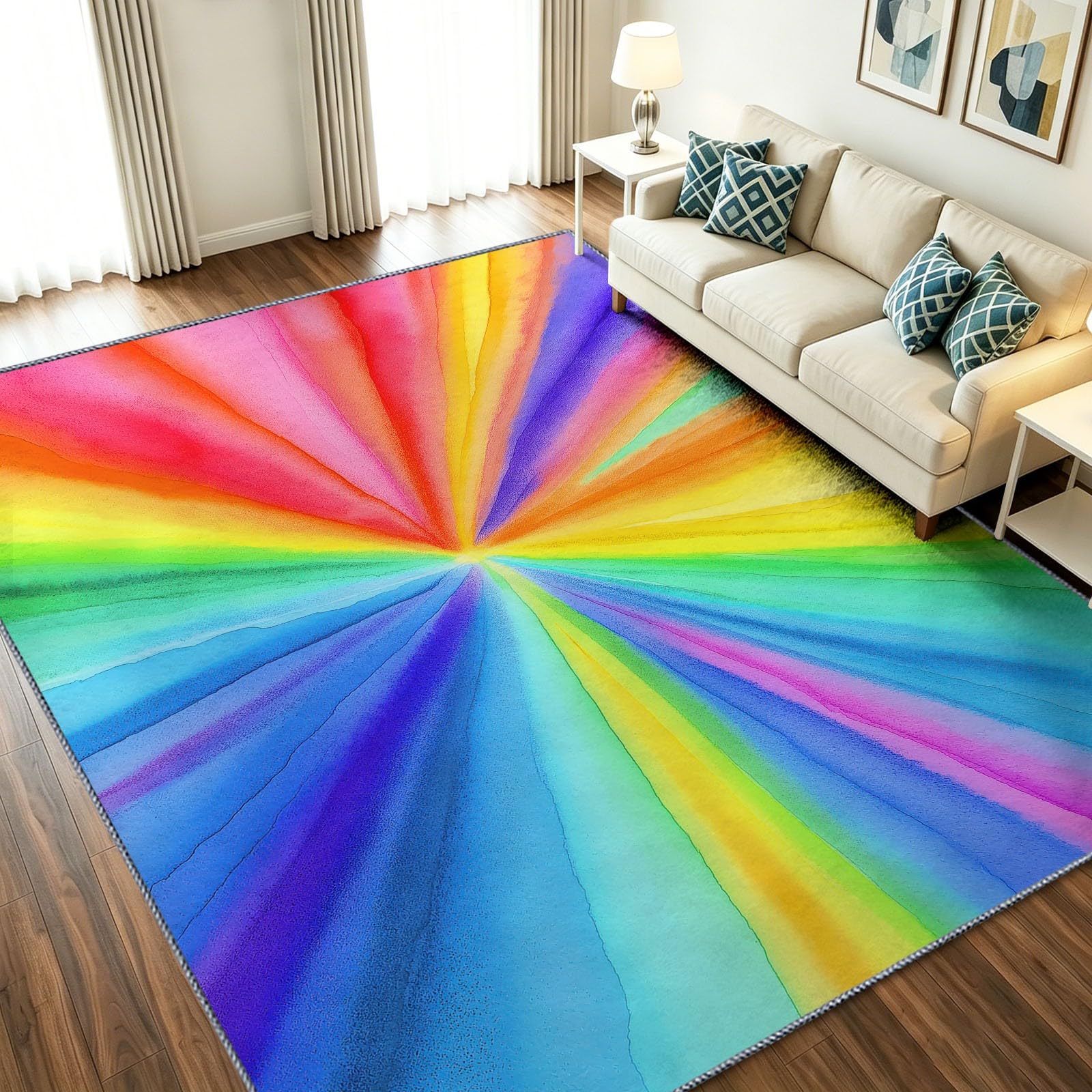 Tapis de couloir arc en ciel lavable pour cuisine et lit 80x150