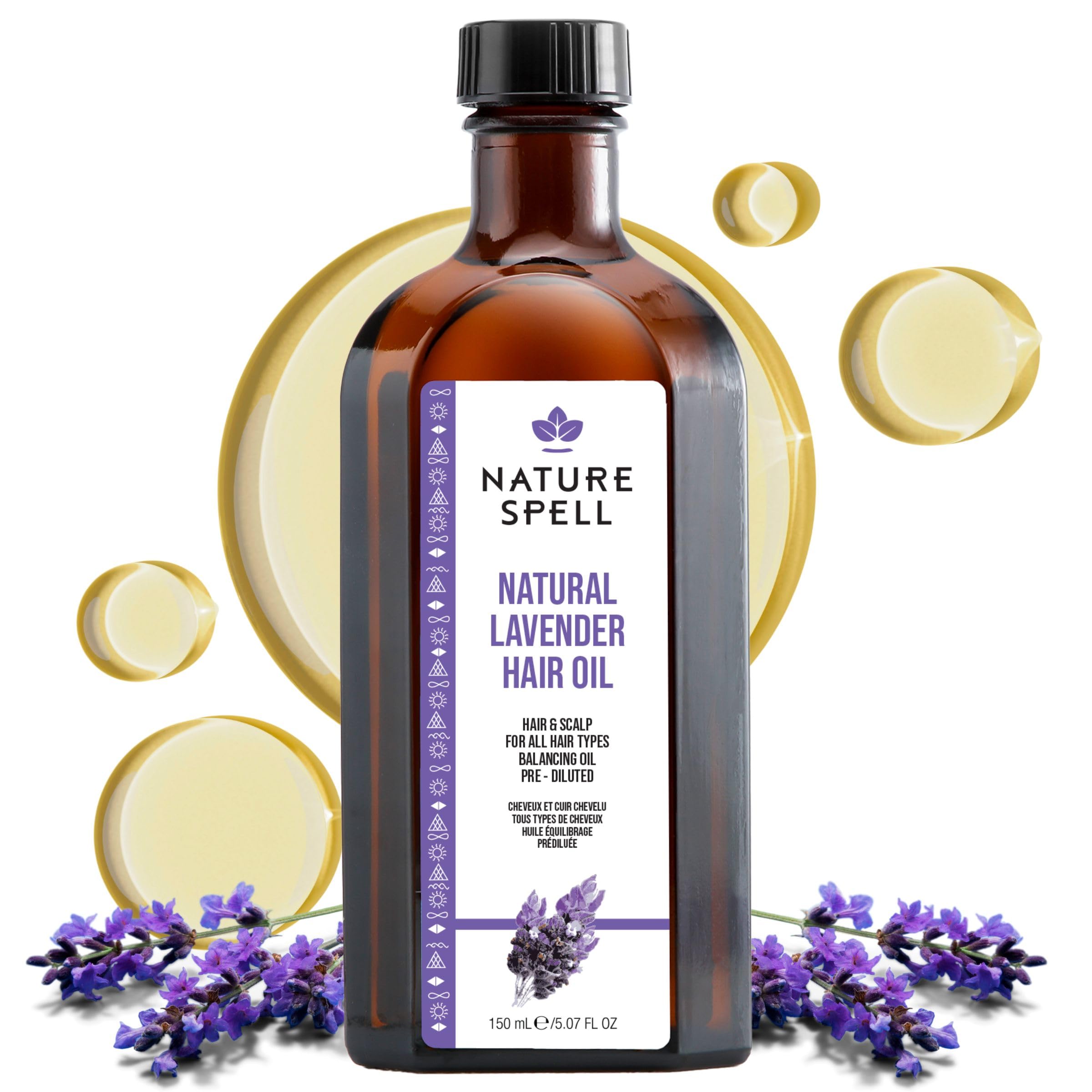 Nature Spell Lavender Oil for Skin & Scalp | 150ml | Soothes Itchy Scalp, Dandruff & Dry Skin | Promotes Relaxation & Sleep | Multipurpose Body & Hair Oil | Vegan Formula