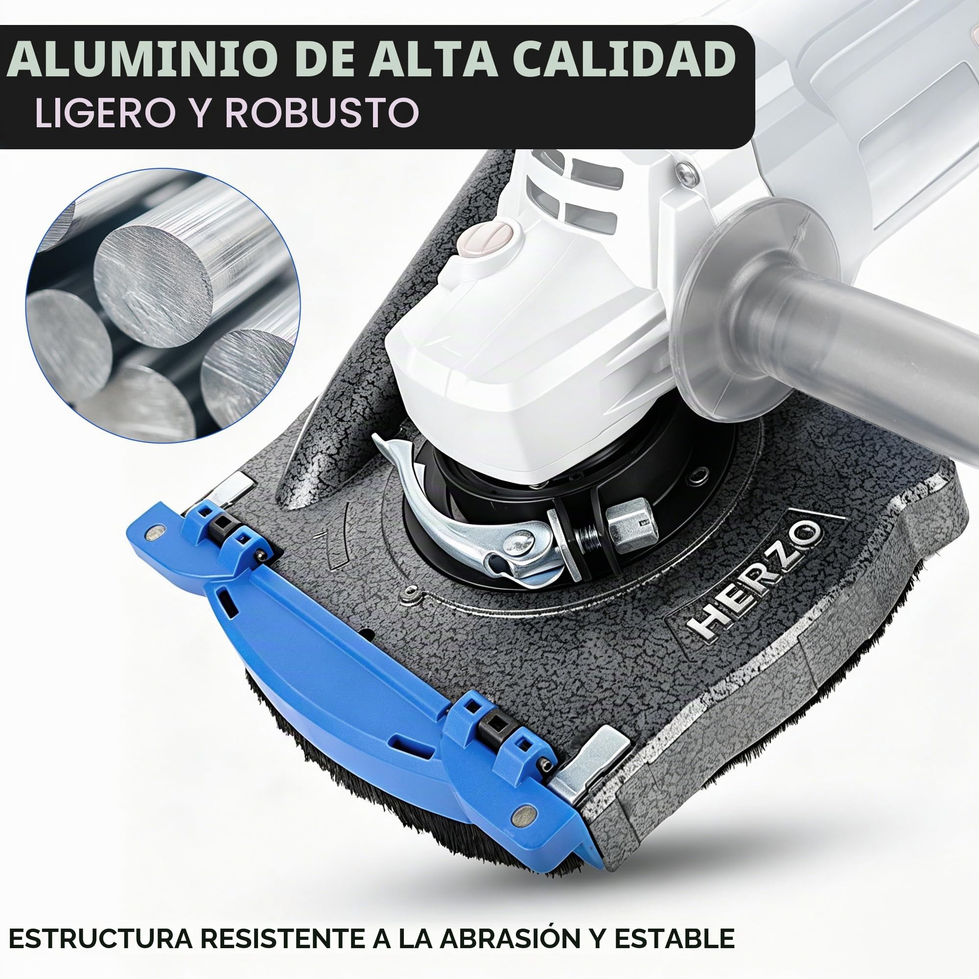 HERZO Cubierta universal para amoladora angular 115/125mm,juego de cubierta de extracción con disco de diamante de 125 mm - construcción de aluminio robusta