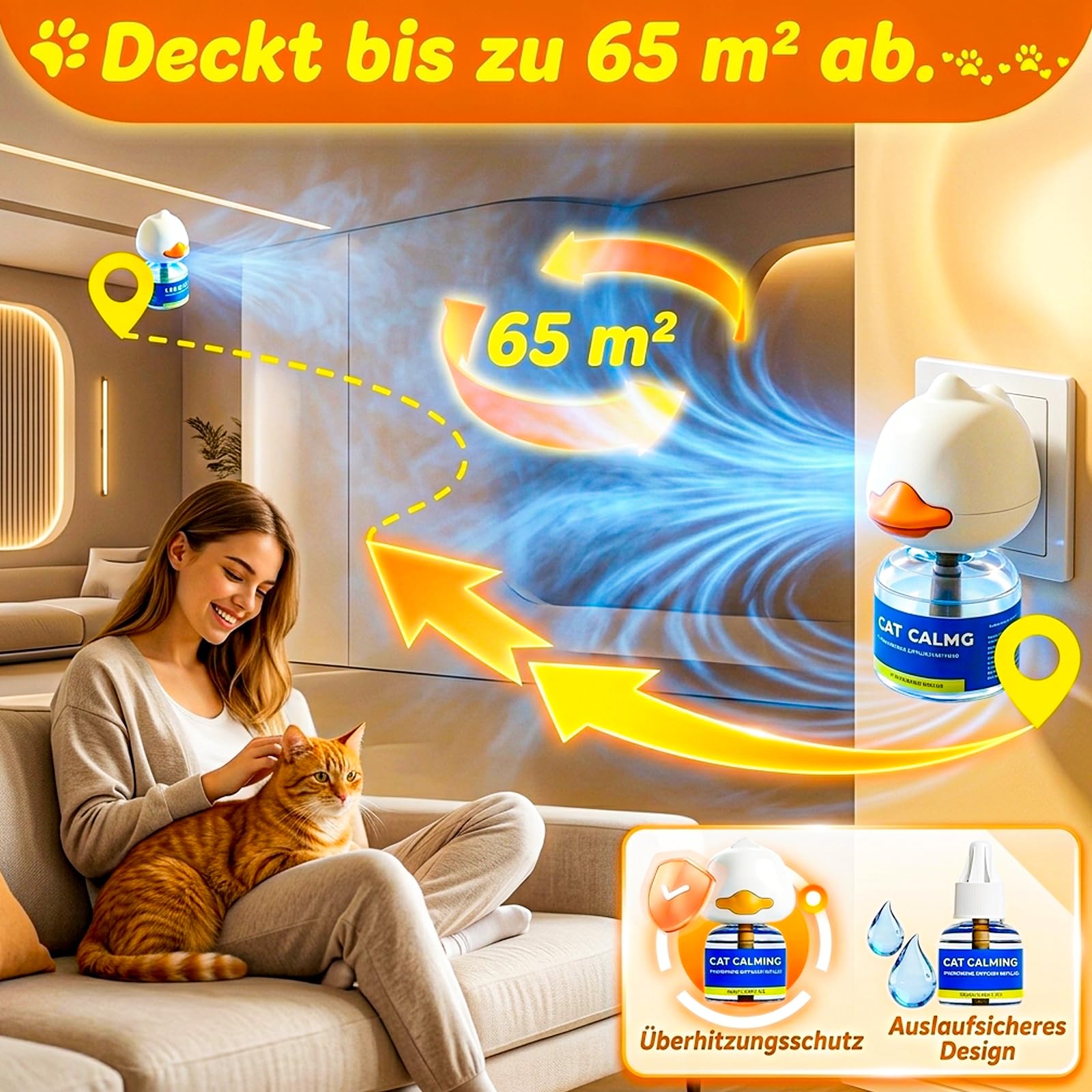 Prise apaisante à phéromones pour chat – Kit diffuseur de phéromones de 120 jours pour chats, aide à soulager l'anxiété et réduire les griffures, comprend 2 diffuseurs de prise + 4 bouteilles de