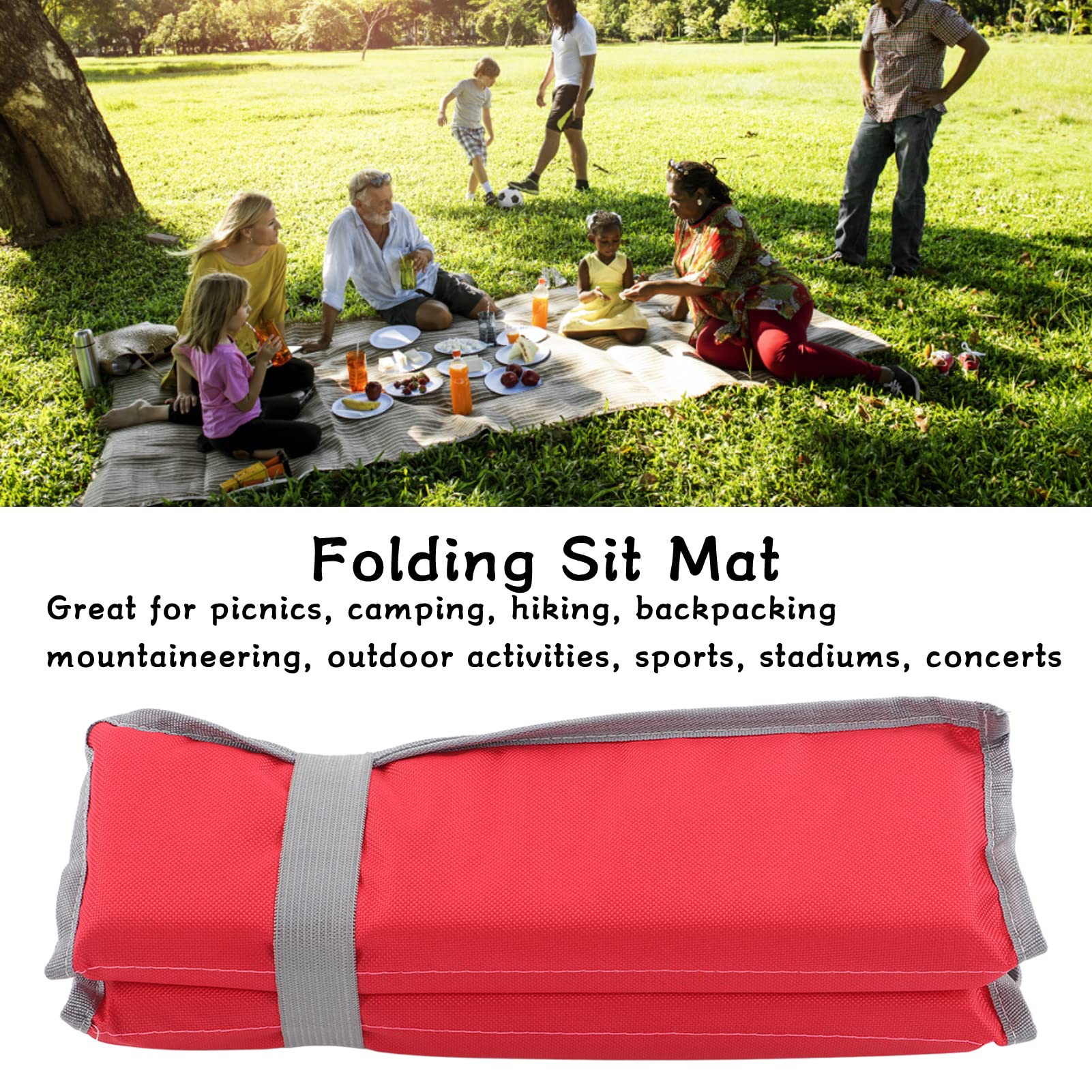 Folding Sit Mat, Foldable Seat Cushion, Soft Portable Floor Pad for Picnic Camping Beach, Foldable Kneeling and Seat Cushion for Comfort (Red)