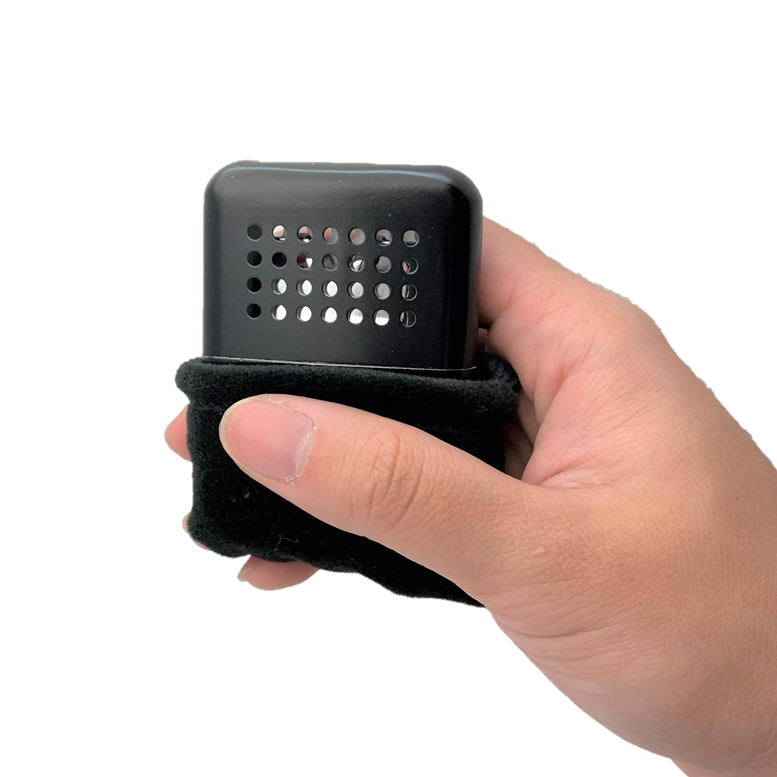A-ONE 2 x Handwärmer (Schwarz 6,8 x 4,9 cm + Silber 10 x 6,6 cm) + 2 x Ersatz-Katalysator-Pad – Handwärmer für den Außenbereich, nachfüllbar, Metall-Taschenwärmer