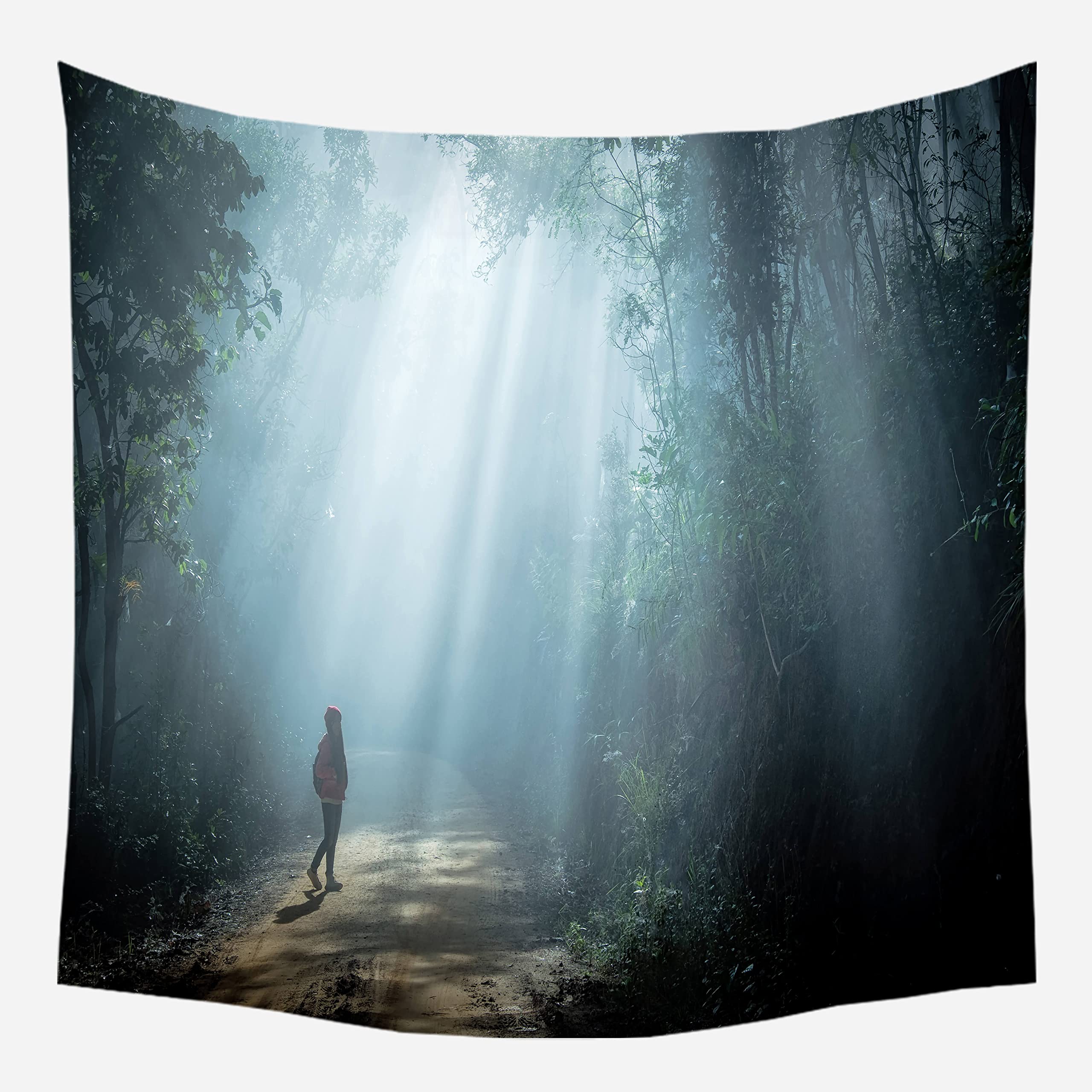 EHOMERY Tapestry Girls Tapestries Hippie Aesthetic Colorful Forest Sunshine Natural Landscape Indie Bedroom Trippy Small Wall Hanging Blanket Living Room Art Décor 150X200Cm