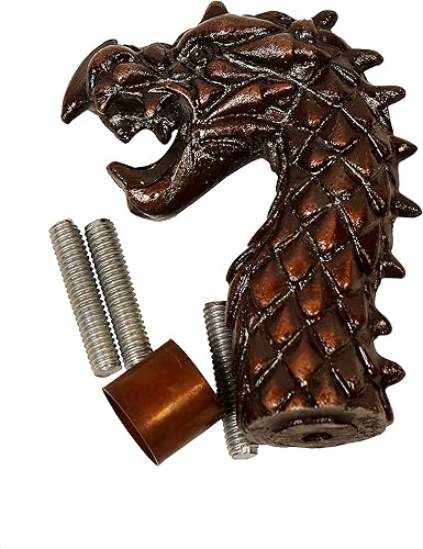 Bastón de madera victoriano con acabado antiguo marrón con mango de dragón de aluminio sólido