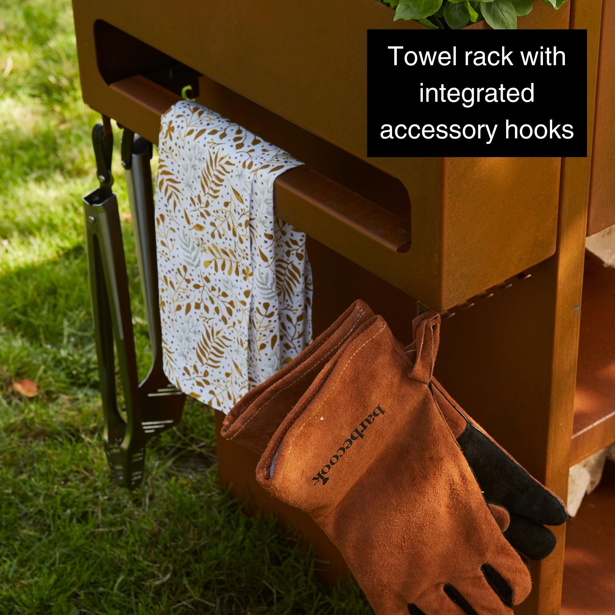 Barbecook Cocina de exterior Nestor Buddy Mesa de trabajo para barbacoa en acero corten, 112x55x90cm