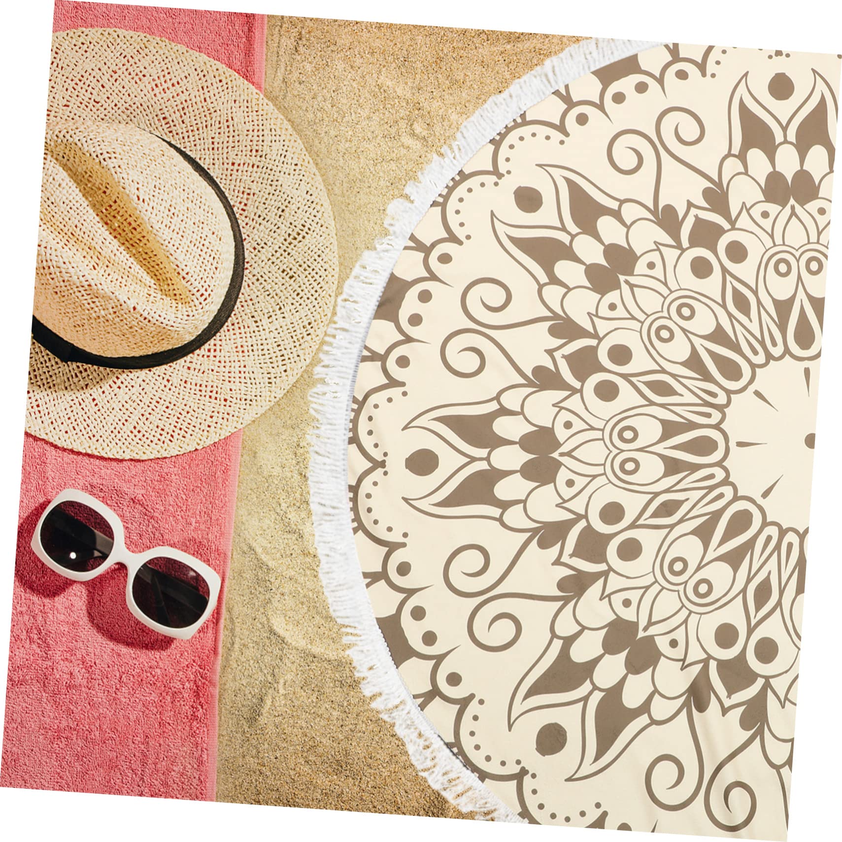 Fibre Fine Serviette de Bain Légère Ronde Mandala, 150cm, Camping
