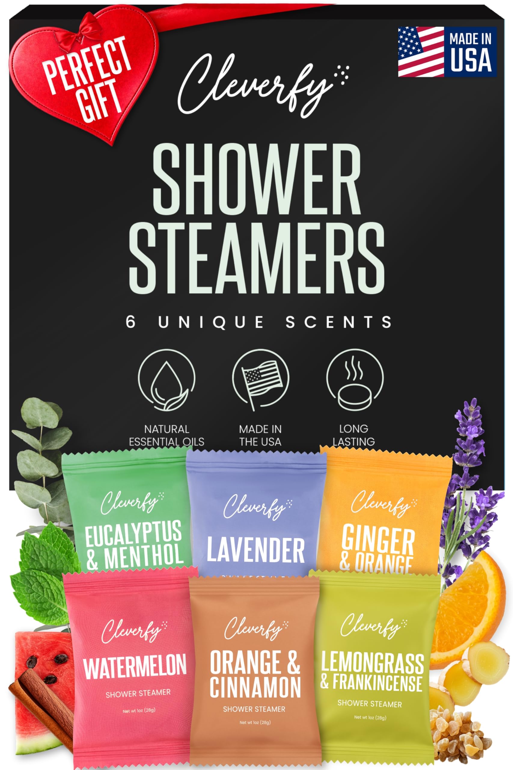 Cleverfy Shower Steamers Aromatherapy - Valentines Day Gifts for Him, Her, Husband, Boyfriend,Teen Girls and Boys - Valentines Gifts for Him, Her, Men and Women- 6 Tablets