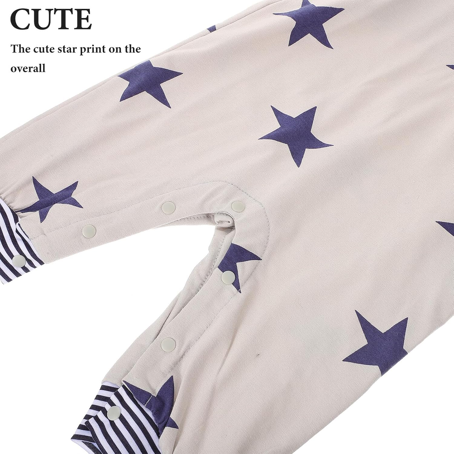 Garneck Boy Clothing Set Star Print Suspenders Pants Long Sleeve T-shirt and Hat 3pcs Boy Outfit for Fall Clothing Suit 95 Size