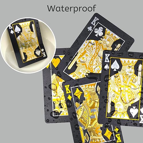 Miniatura 4 de Obokata Waterproof Cards, Black Playing Cards, Deck of Cards, Plastic Waterproof Playing Cards, Poker for Pool Game, Family Party Game, Camping.