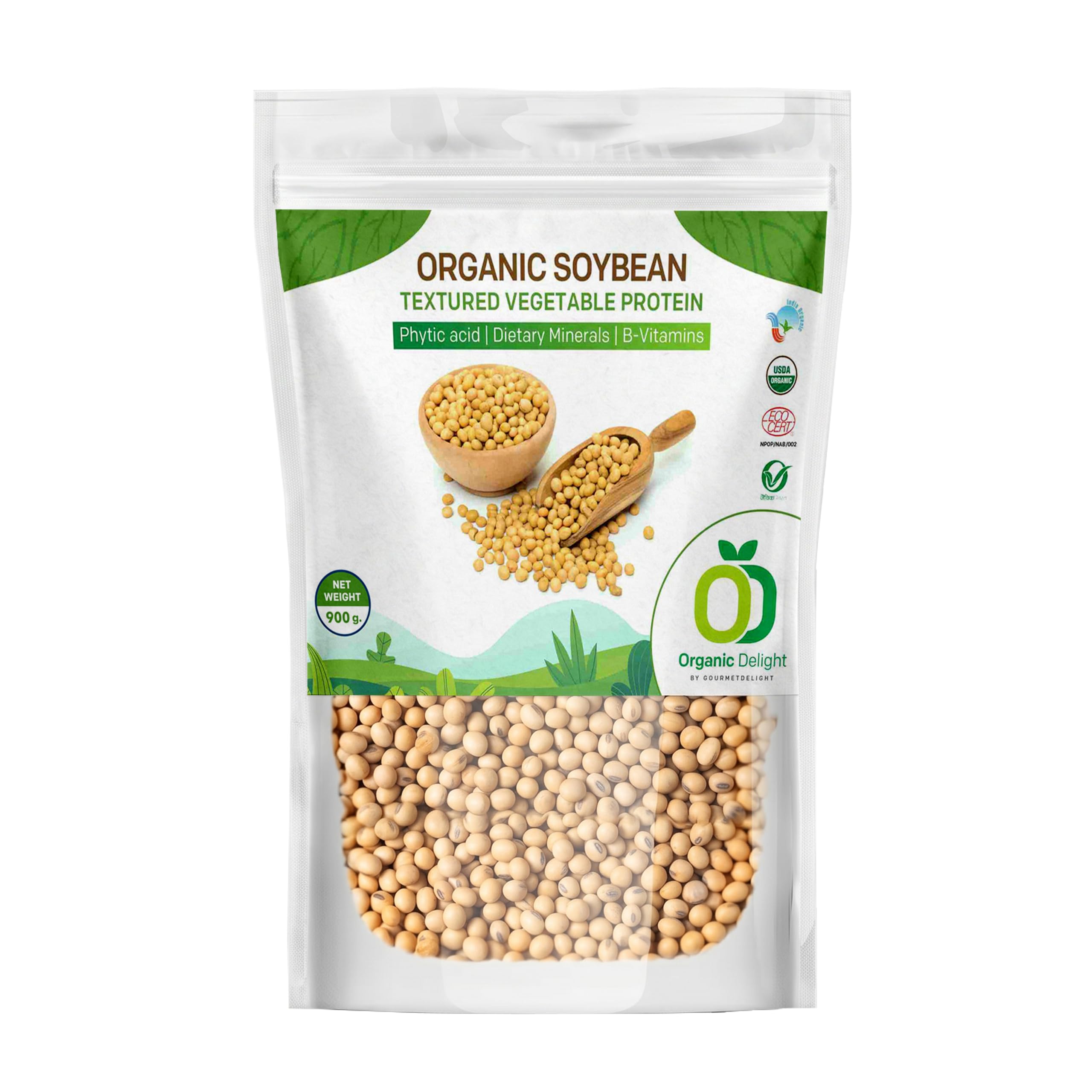 Organic Delight High Protein Soyabean 900gm /Organic Soya Seed with Fiber Supplement, Fresh Pulses Soybean Dana, Rich In Antioxidants, USDA Certified-image-20