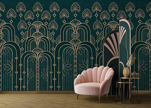 Miniatura 3 de Murwall Art Deco Wallpaper Soft Geometric Wall Mural Modern Fan and Arches Art Wallpaper