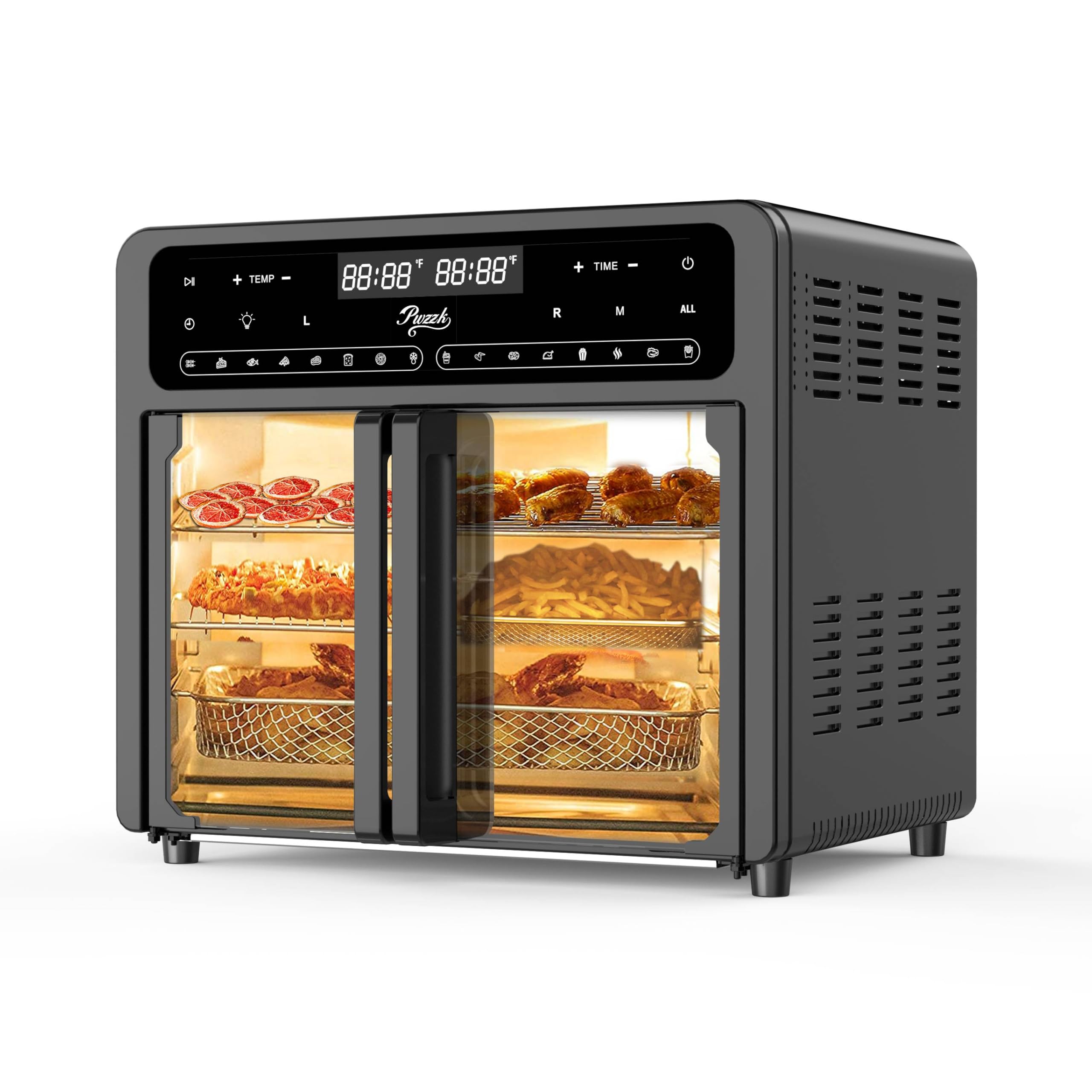PwZzk 25.4QT Dual Zone Air Fryer Toaster Oven Combo, French Glass