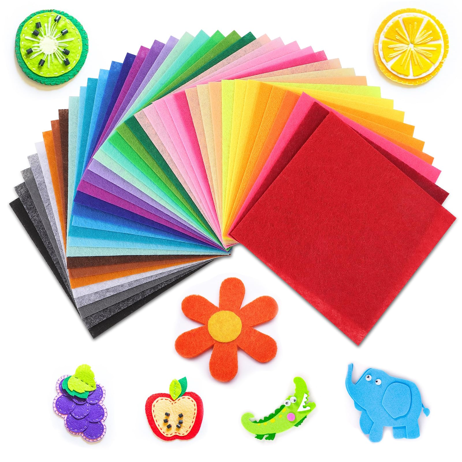 SUPVOX 40Pcs Assorted Color Felt Fabric Sheets Craft Felt Squares For Patchwork Diy Crafts Sewing Crafting Projects 15X15Cm (Random Colors)