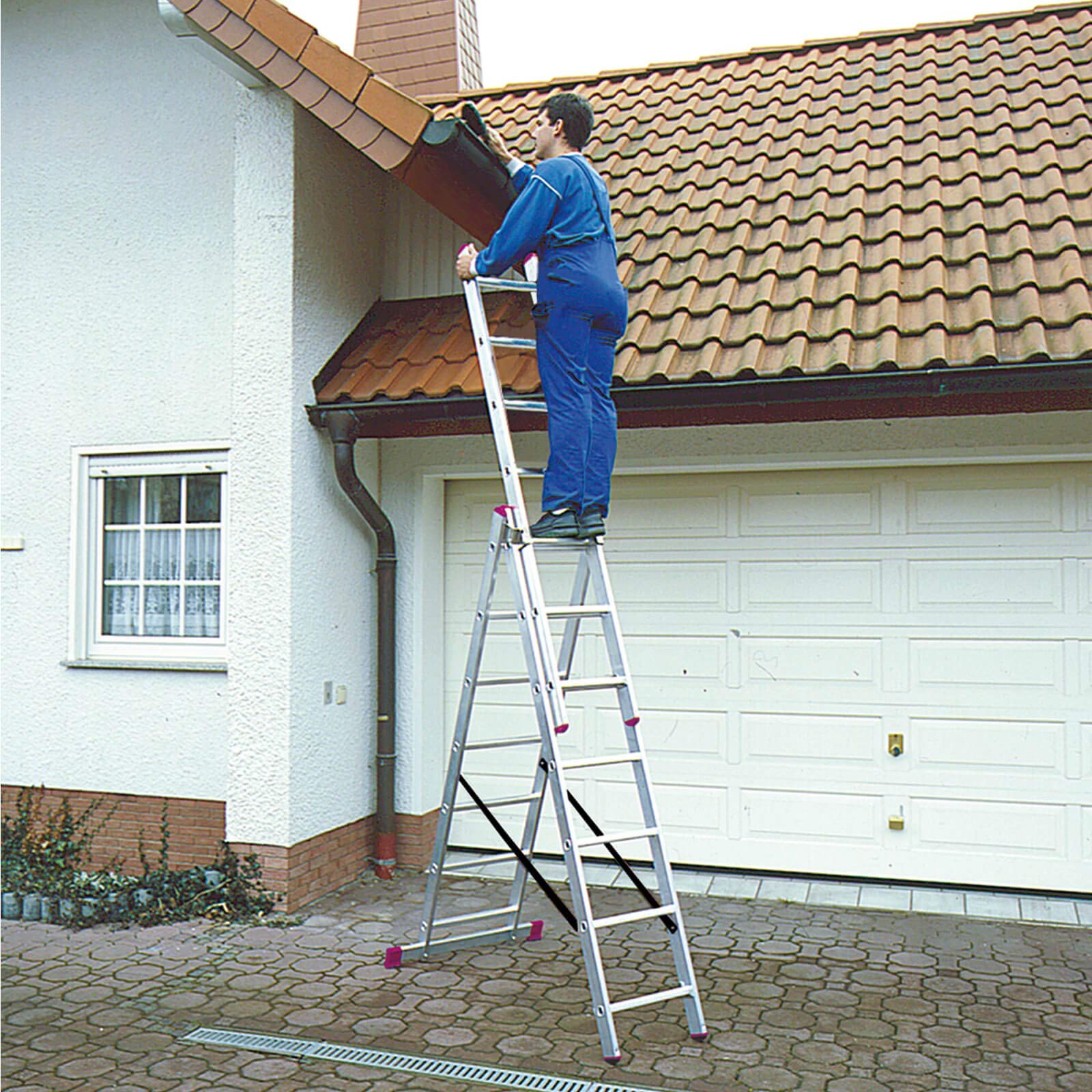 Krause Corda Alu Vielzweckleiter Treppenleiter 3x7 Tritte Leiter Treppenfunktion Klappleiter Anlegeleiter Mehrzweckleiter Stehleiter ausziehbar