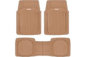 Motor Trend FlexTough Beige Floor Mats: All-Weather Car Protection with Style